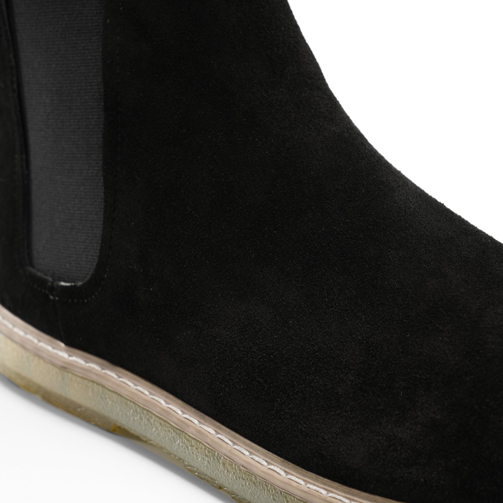 CREST™ Black Plain Suede Chelsea Half Boot - Crestshoes