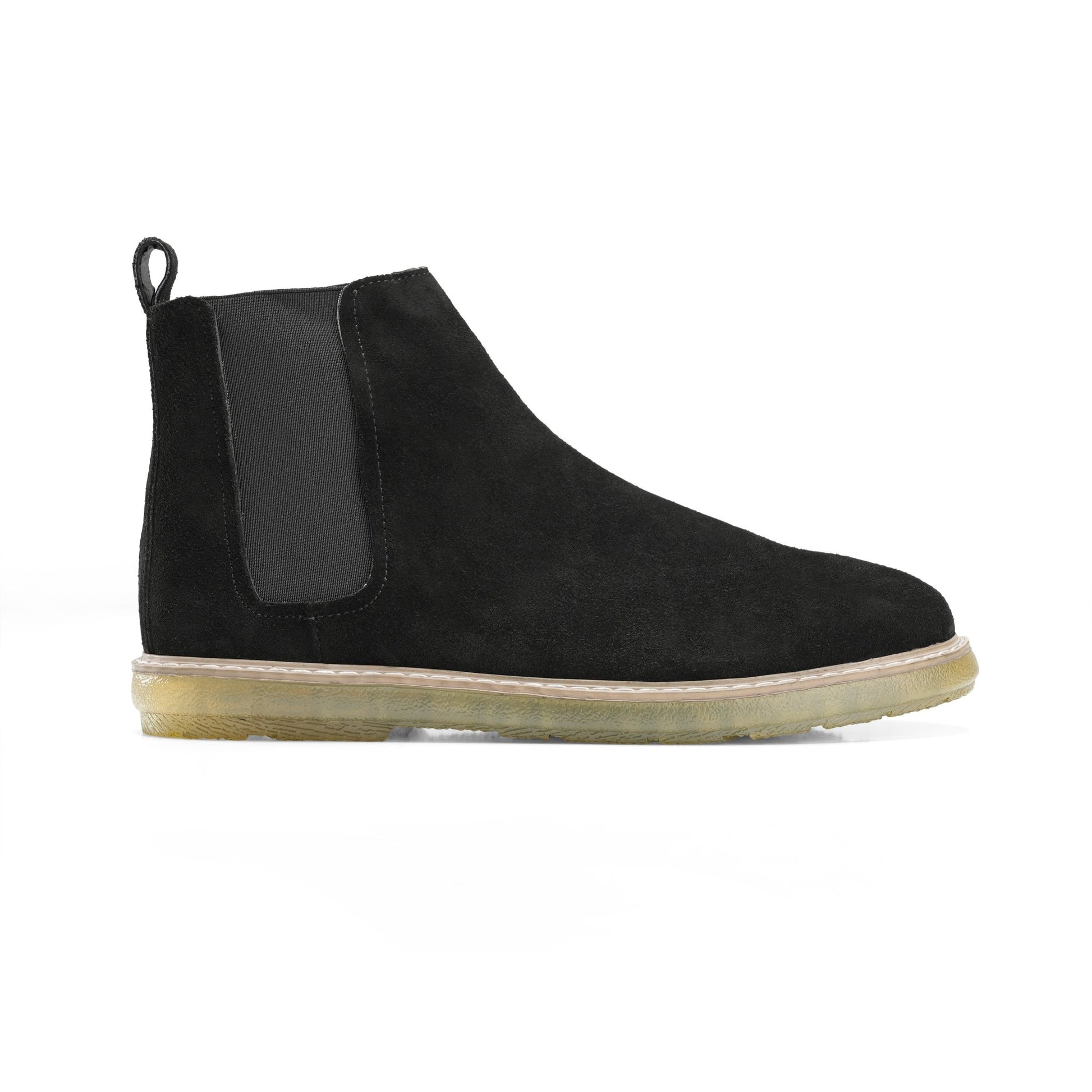 CREST™ Black Plain Suede Chelsea Half Boot - Crestshoes