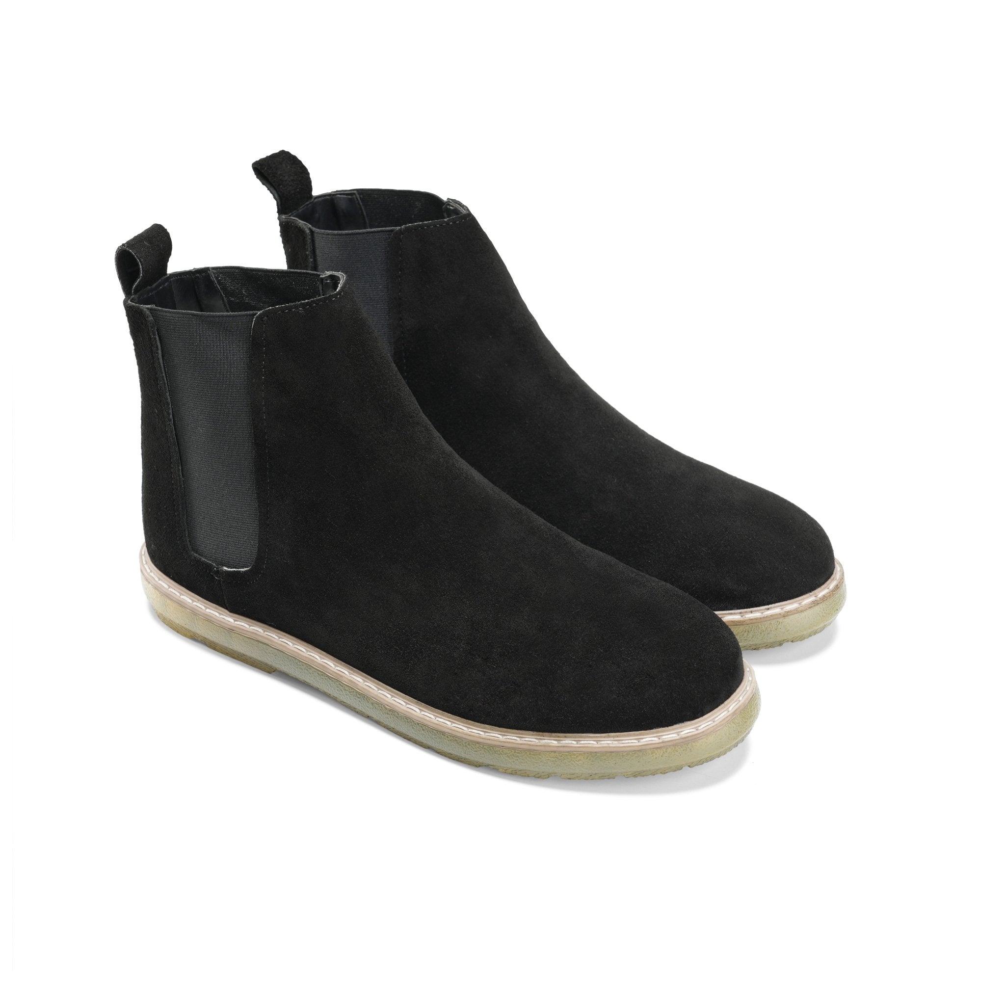 CREST™ Black Plain Suede Chelsea Half Boot - Crestshoes