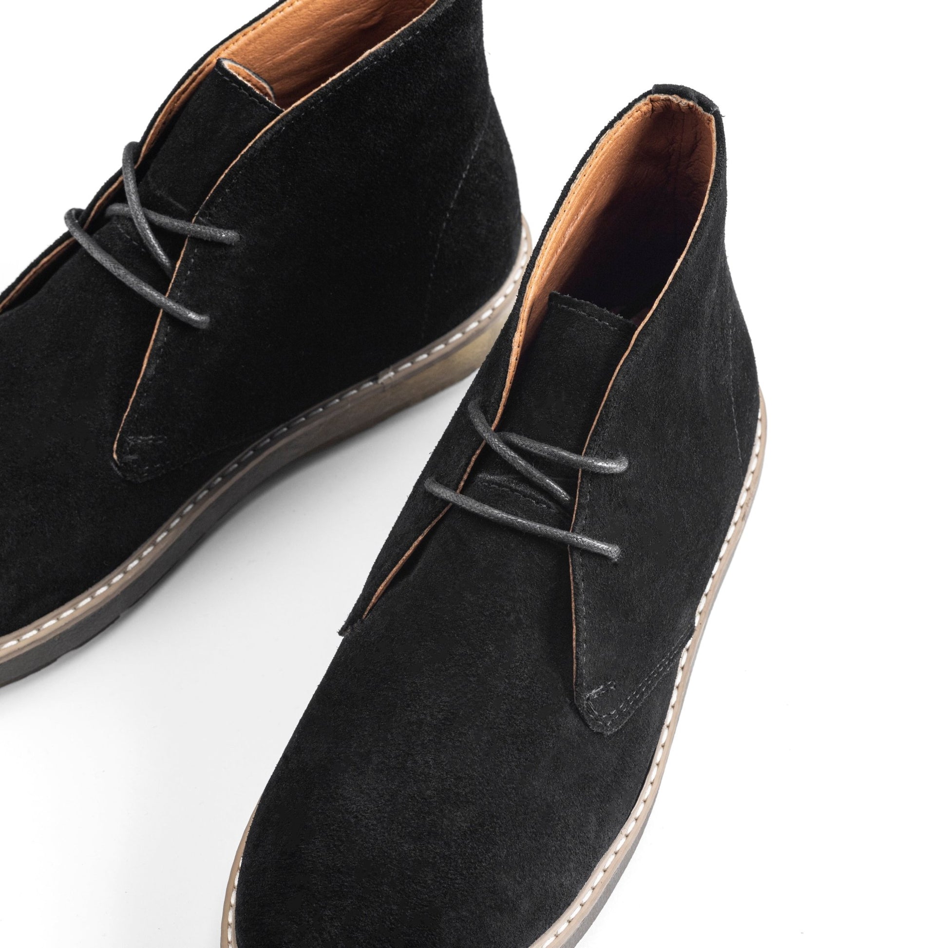 CREST™ Black Split Suede Chukka Boots Plain Toe - Crestshoes