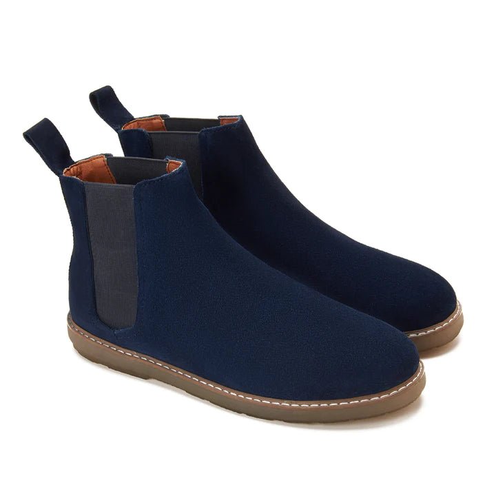 CREST™ Blue Plain Suede Chelsea Half Boot - Crestshoes
