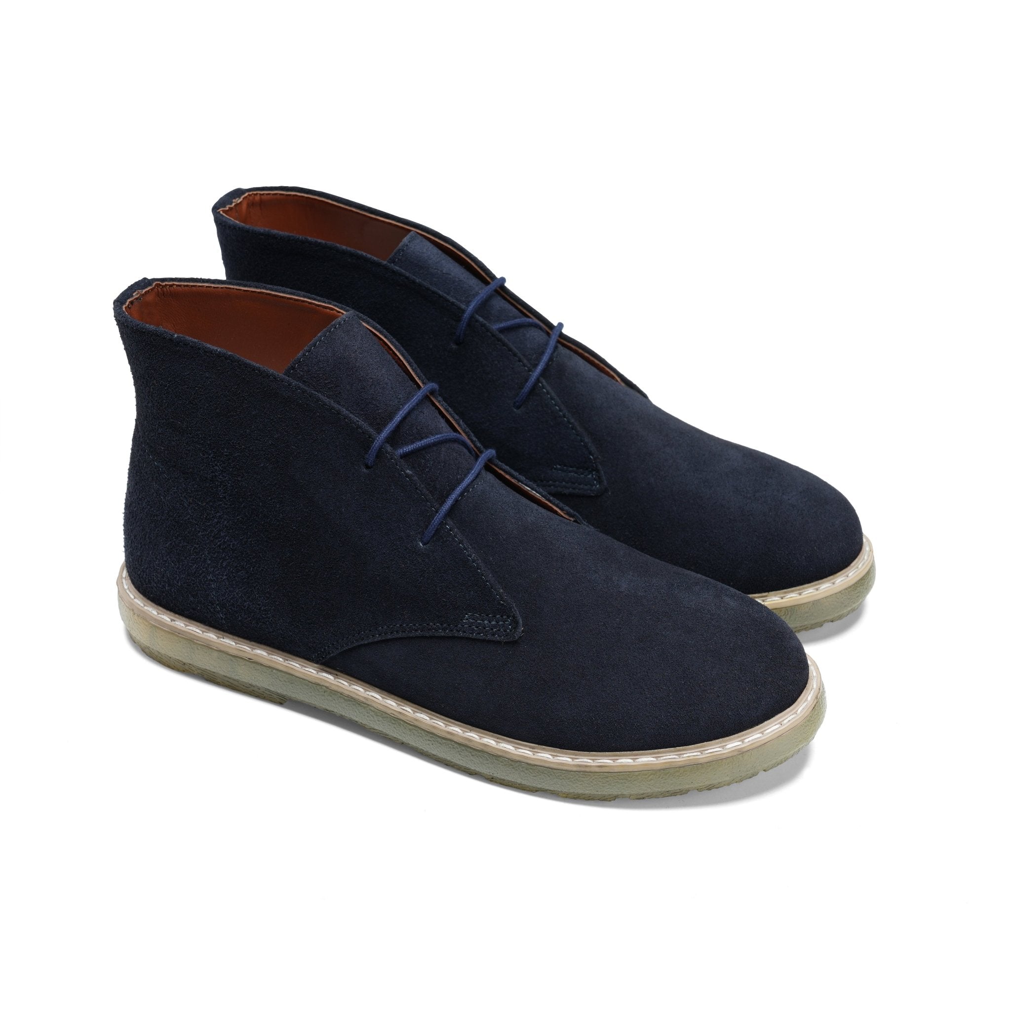 CREST™ Blue Split Suede Chukka Boots Plain Toe - Crestshoes