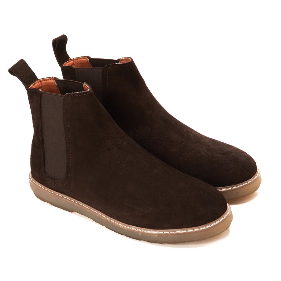 CREST™ Brown Plain Suede Chelsea Boots - Crestshoes