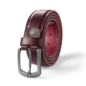 CREST™ Burgundy classic belt - Crestshoes