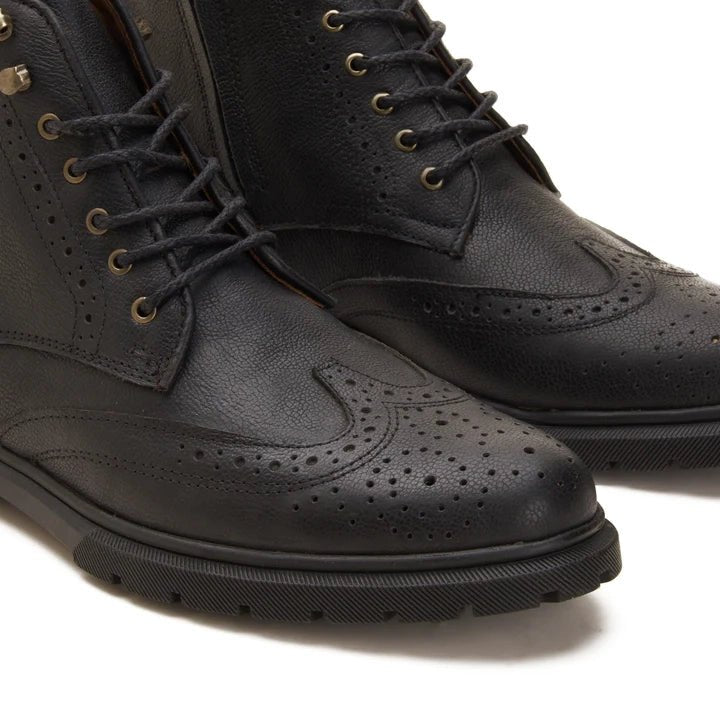 CREST™ half boot lace up genuine leather - Black - Crestshoes