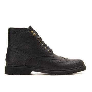 CREST™ half boot lace up genuine leather - Black - Crestshoes