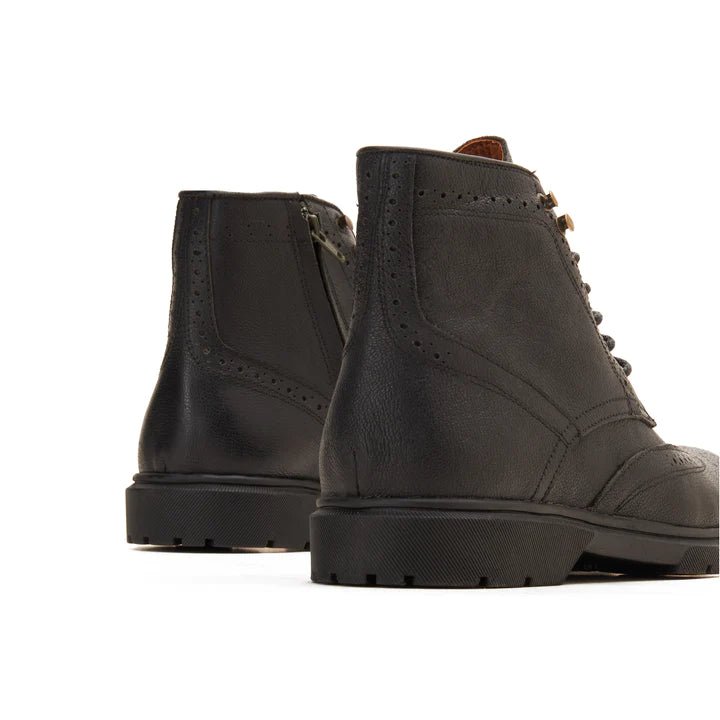 CREST™ half boot lace up genuine leather - Black - Crestshoes