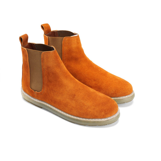 CREST™ LightBrown Plain Suede Chelsea Half Boot