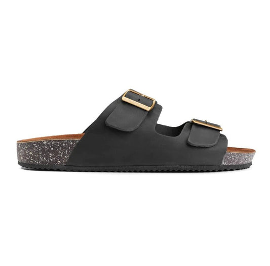 Crest Majesty Comfort Footbed Double Buckle Slides - Black
