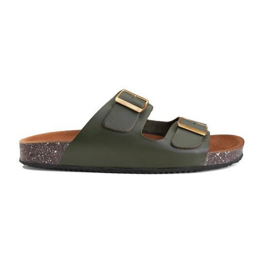 Crest Majesty Comfort Footbed Double Buckle Slides - Olive