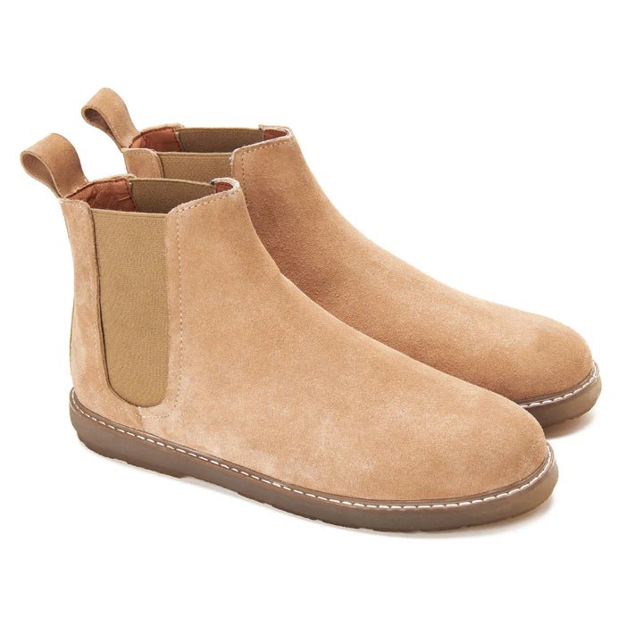 CREST™ Plain Beige Suede Chelsea Halfboot - Crestshoes