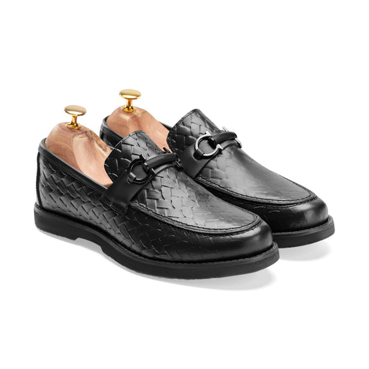 Crocodile Printed Moe-Toe Slip-on Crest Loafer Shoes for Men