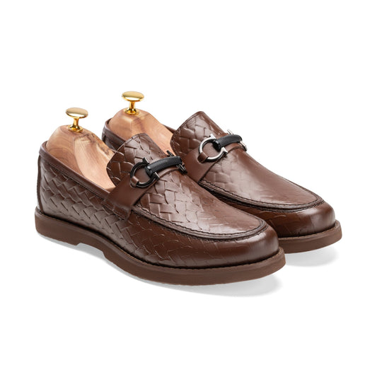 Crocodile Printed Moe-Toe Slip-on Crest Loafer Shoes for Men