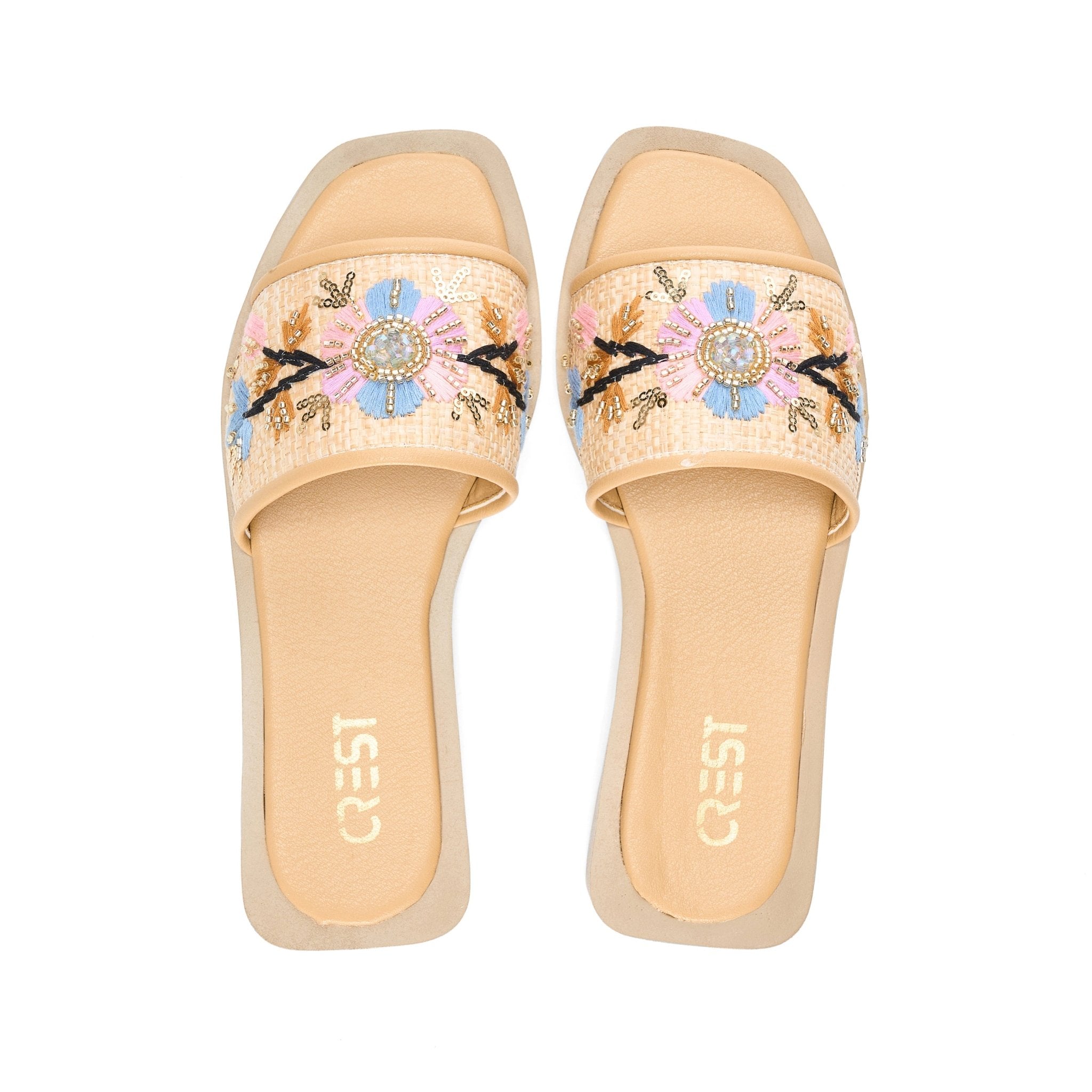 Easy Glam Slippers - Beige - Crestshoes