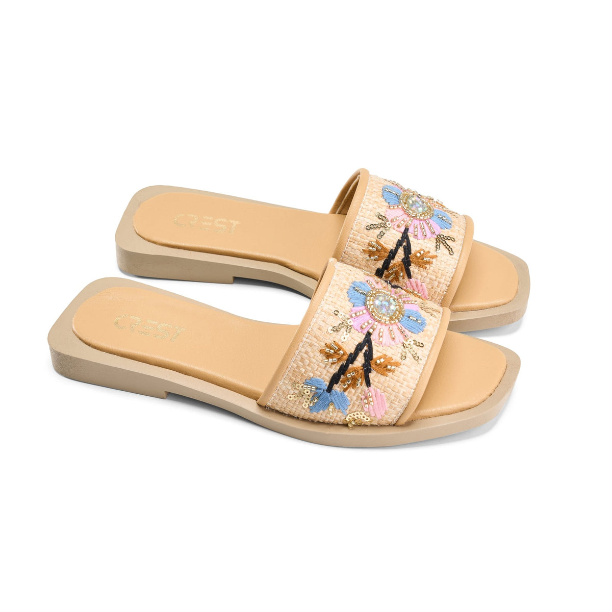 Easy Glam Slippers - Beige - Crestshoes