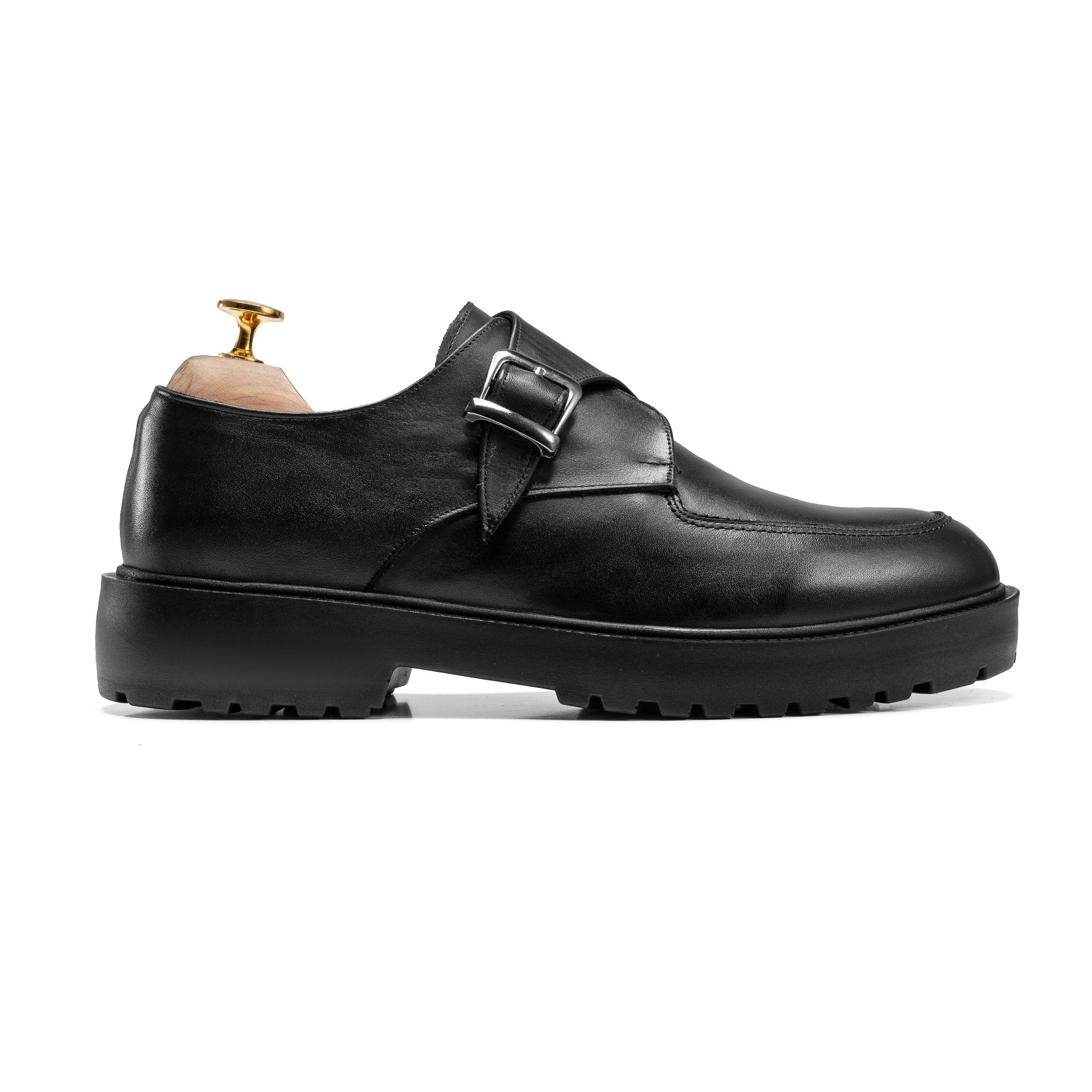 Edinburgh | Single Monk Wingtip - Black - Crestshoes
