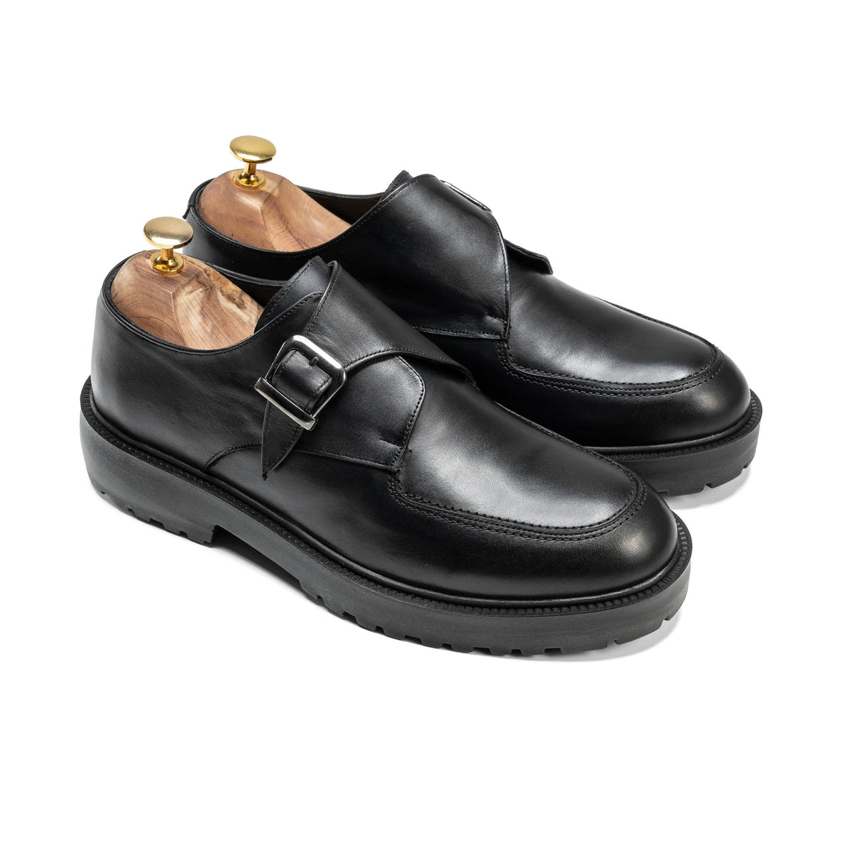 Edinburgh | Single Monk Wingtip - Black - Crestshoes