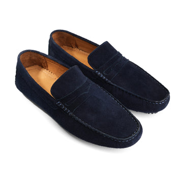 Moccasins | Suede calf leather rubber sole -NavyBlue