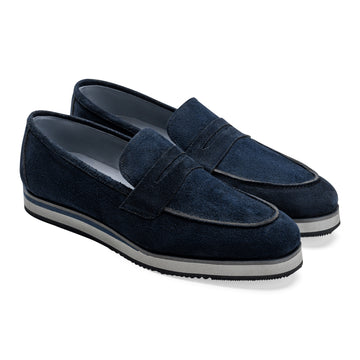 Moccasins | Suede calf leather rubber sole -navyBlue