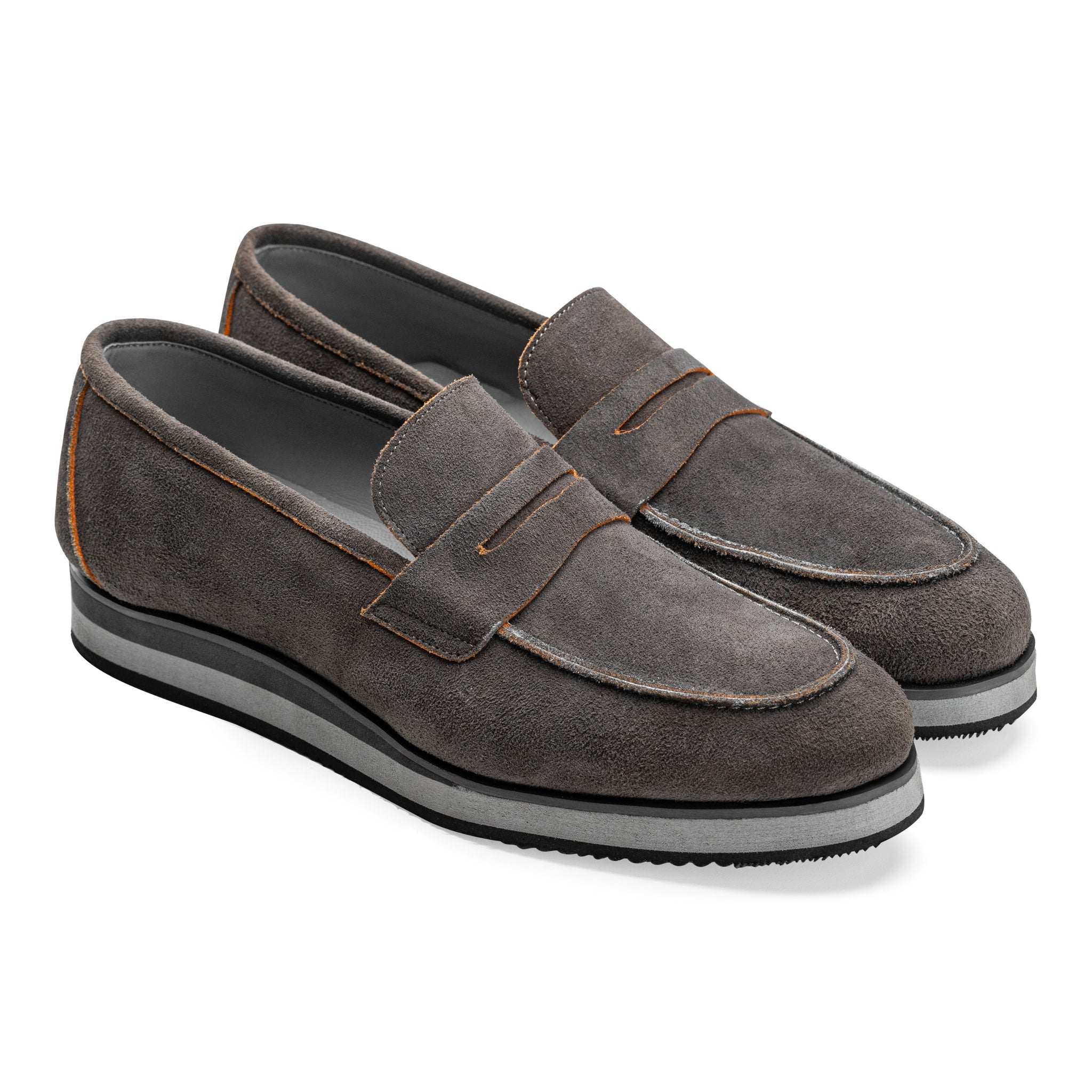 Moccasins| Suede calf leather rubber sole -GRAY