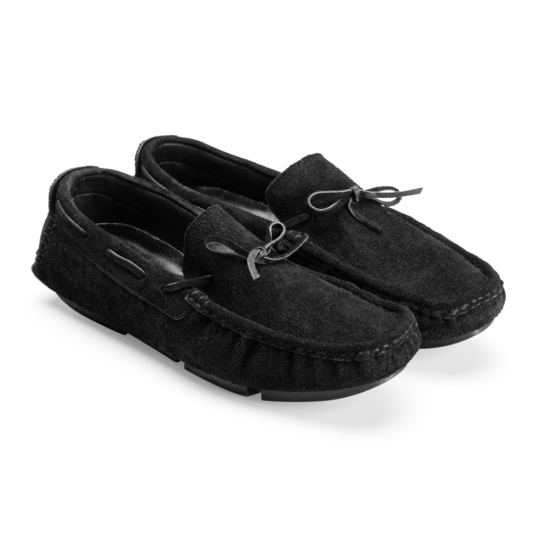 Moccasins | Suede calf leather rubber sole -Black