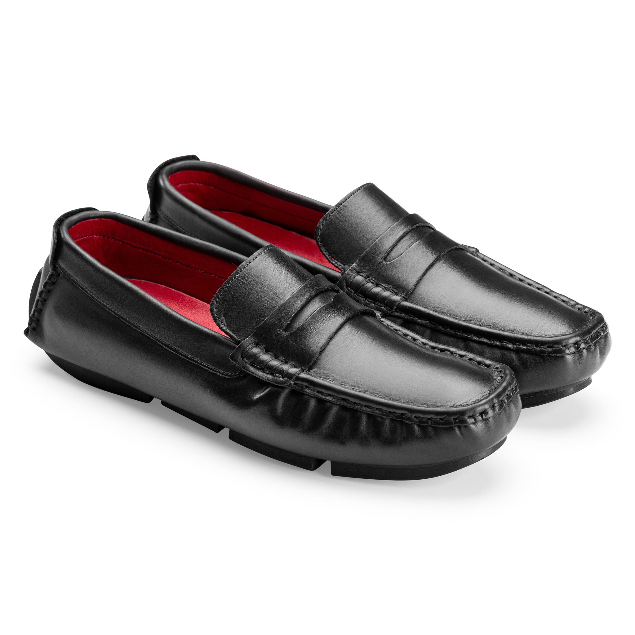 Moccasins | Suede calf leather rubber sole -Black