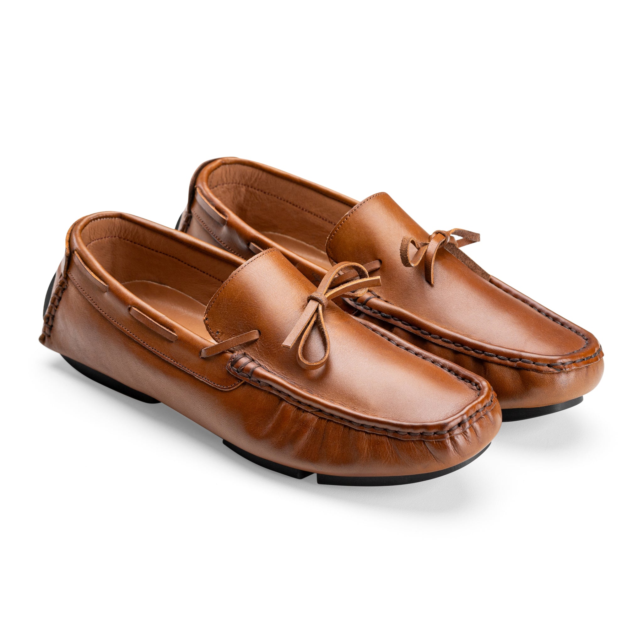 Moccasins | Suede calf leather rubber sole -Brown
