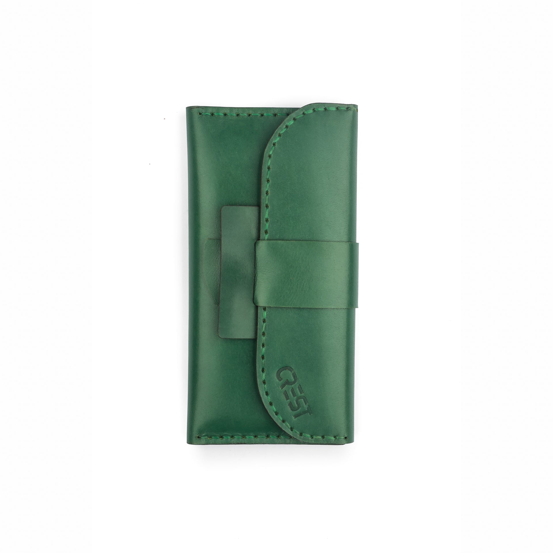 Green Genuine Leather cap Large Wallet - Crestshoes