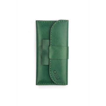 Green Genuine Leather cap Large Wallet - Crestshoes