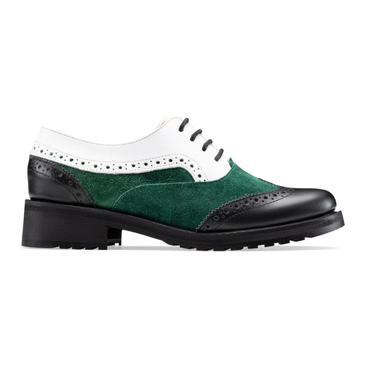 Juniper | Women Oxfords suede X leather | 3 Mix Colors Green -  Black - White