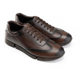 Laced - Up Black Leather Sneakers | Brown - Crestshoes
