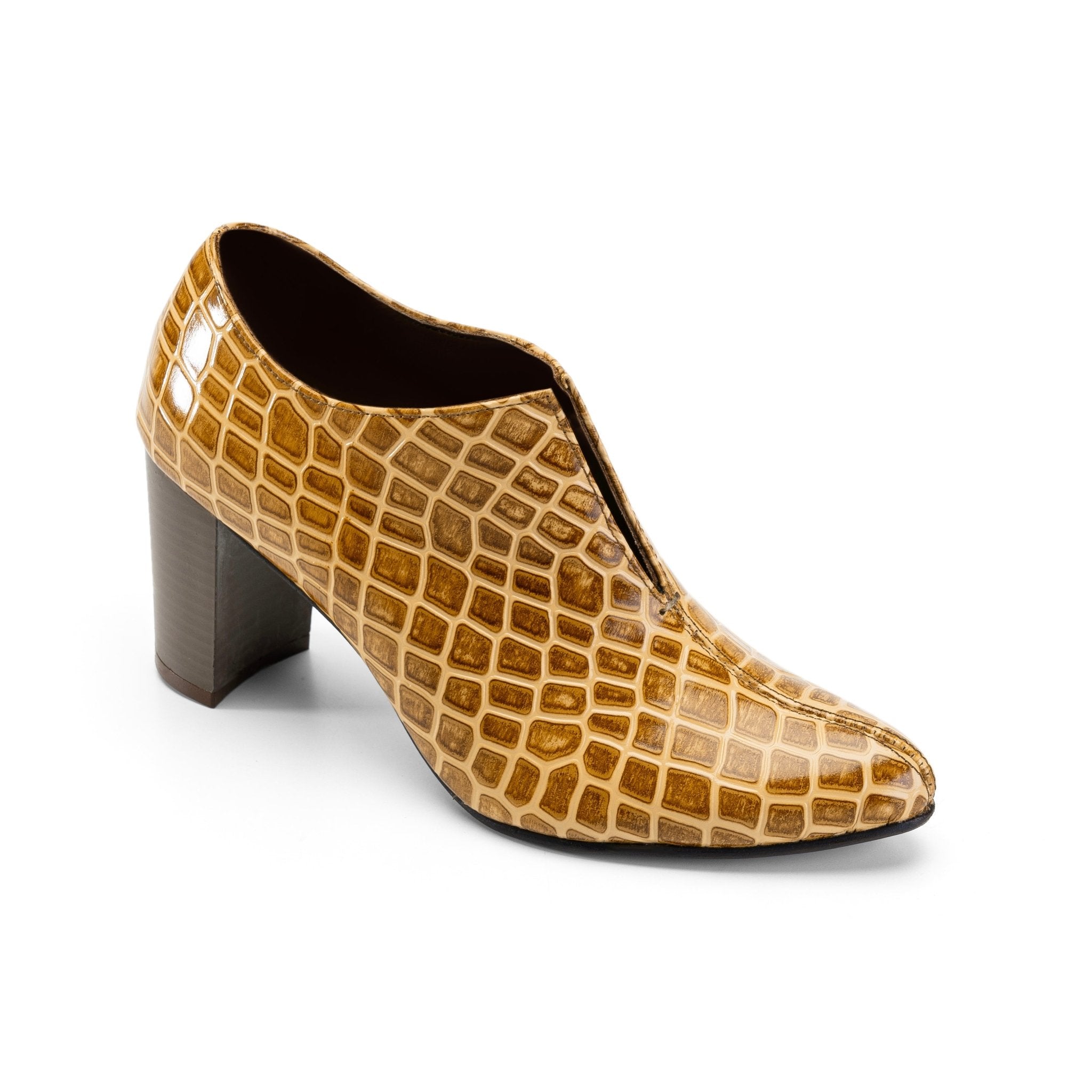 Lacobond | Crocodile Leather Women Heels - Beige - Crestshoes