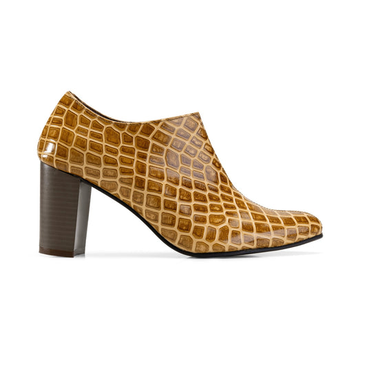 Lacobond | Crocodile Leather Women Heels - Beige
