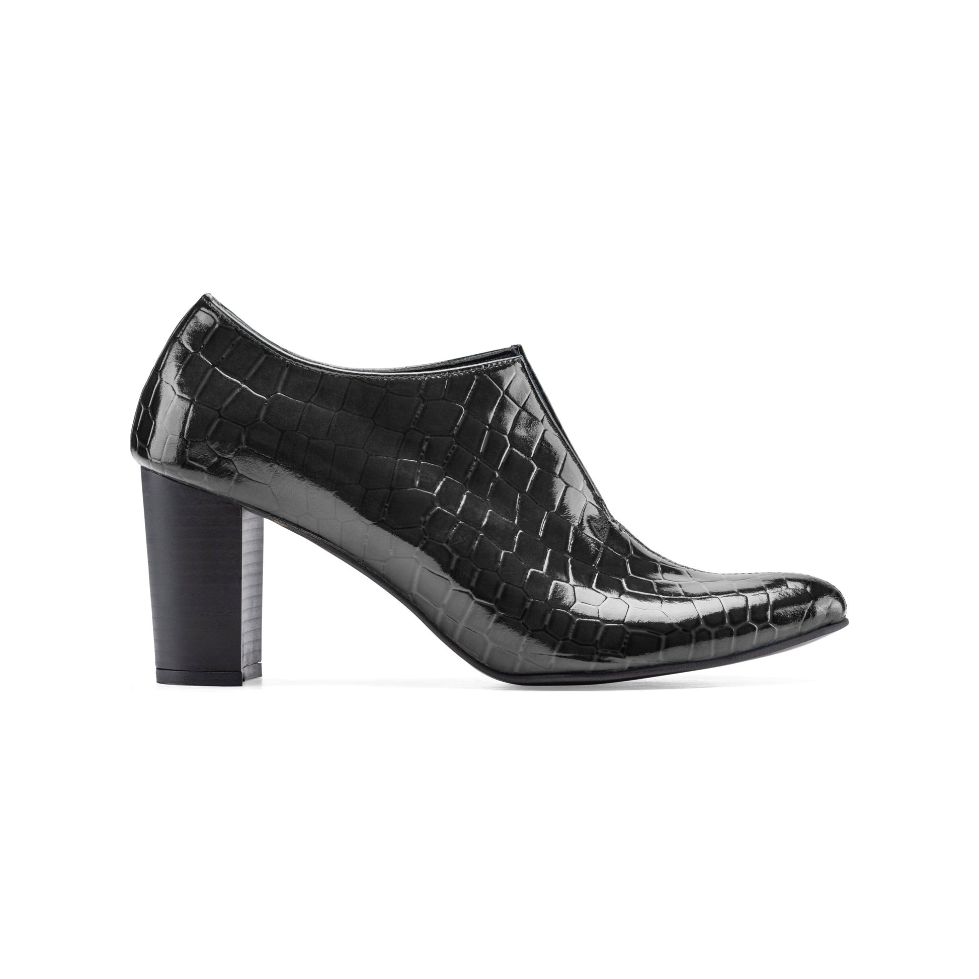 Lacobond | Crocodile Leather Women Heels - Black - Crestshoes