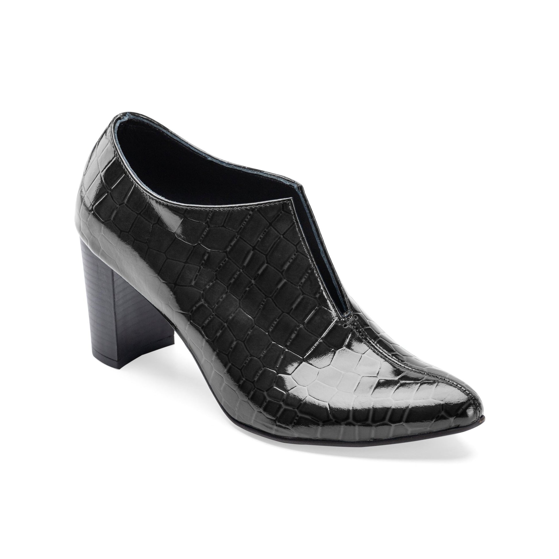 Lacobond | Crocodile Leather Women Heels - Black - Crestshoes