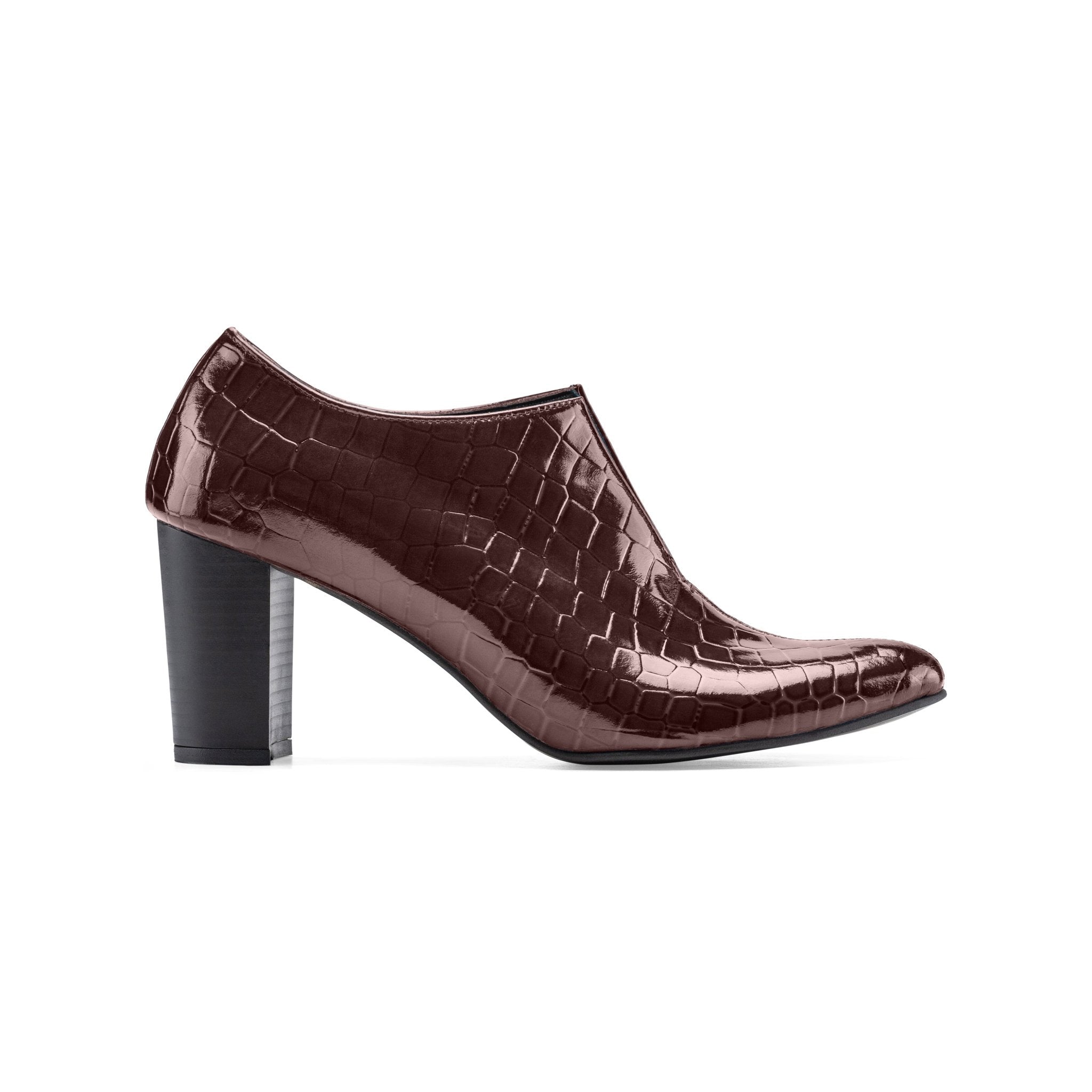 Lacobond | Crocodile Leather Women Heels - Burgundy - Crestshoes