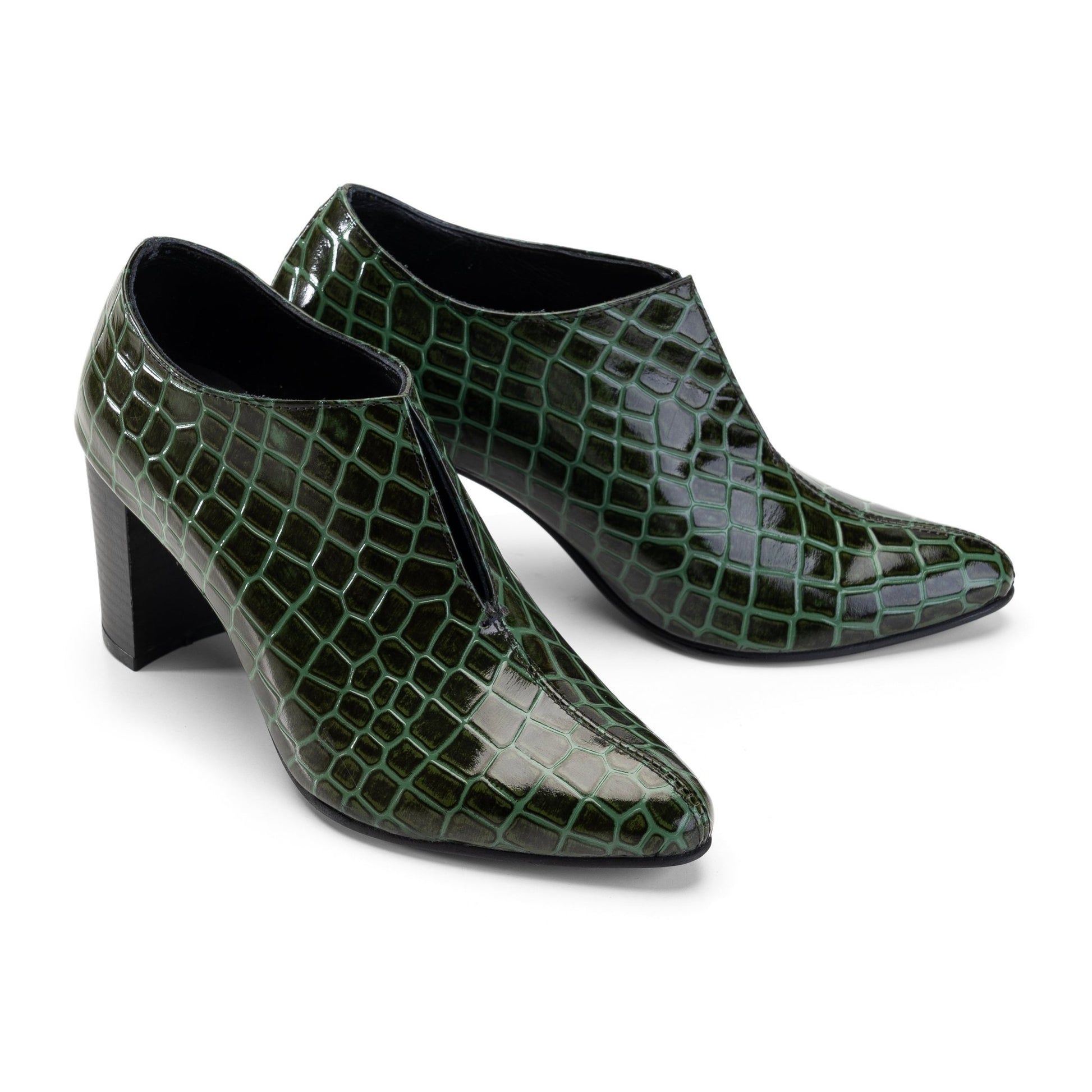 Lacobond | Crocodile Leather Women Heels - Green - Crestshoes