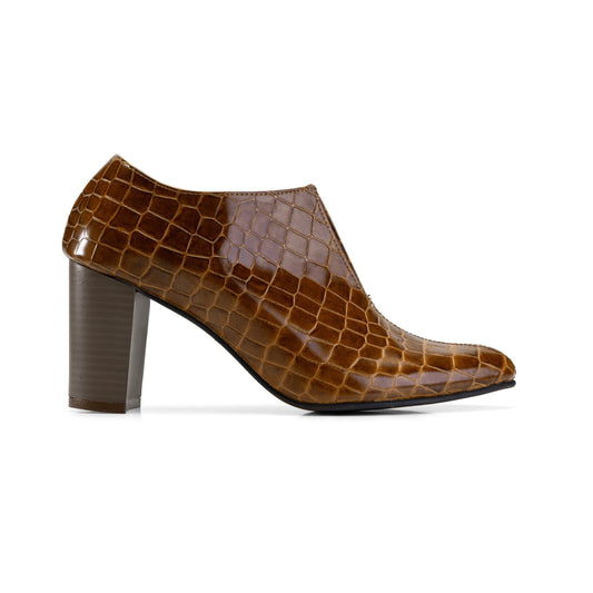 Lacobond | Crocodile Leather Women Heels - Brown