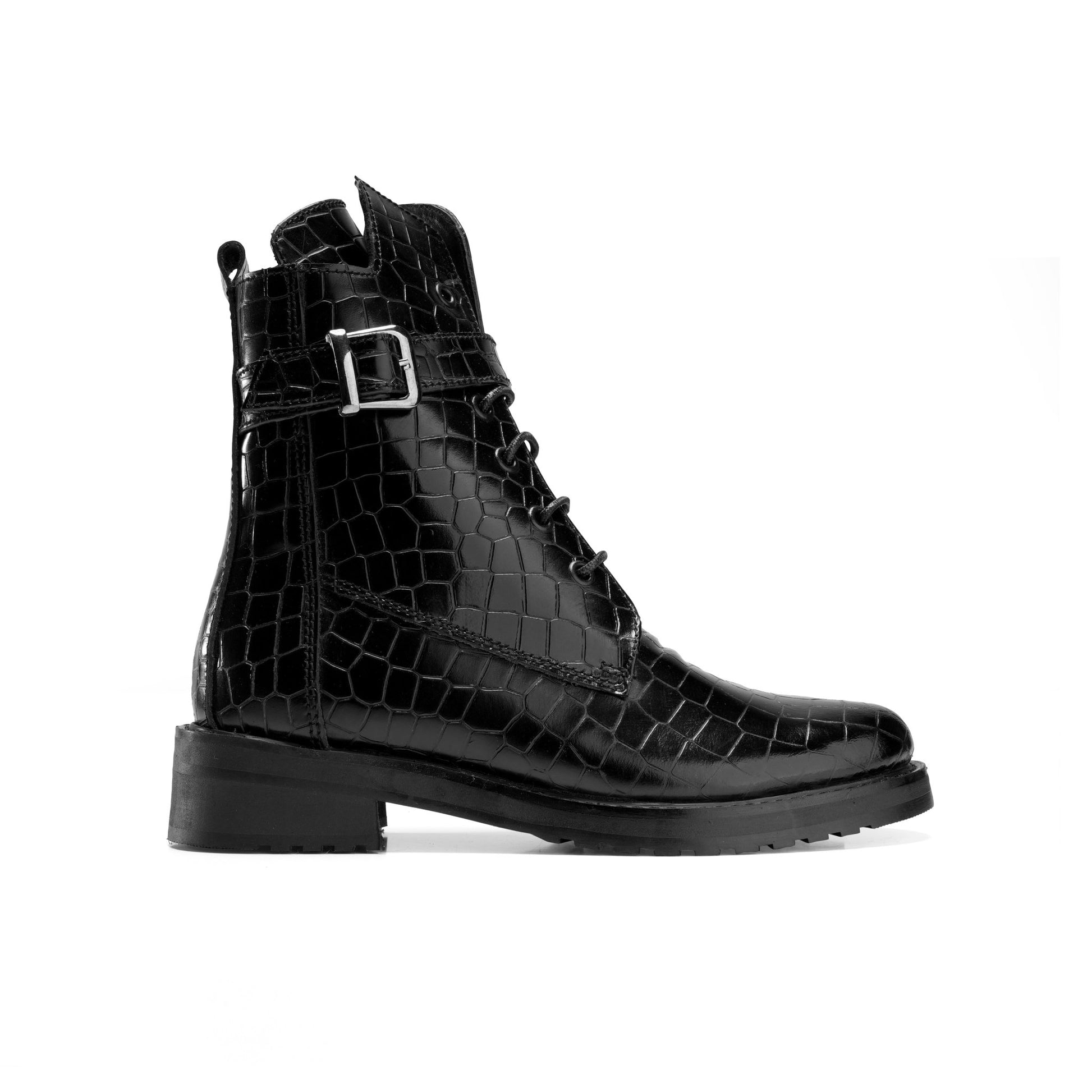 Luxurious Crocodile Boots - Black - Crestshoes