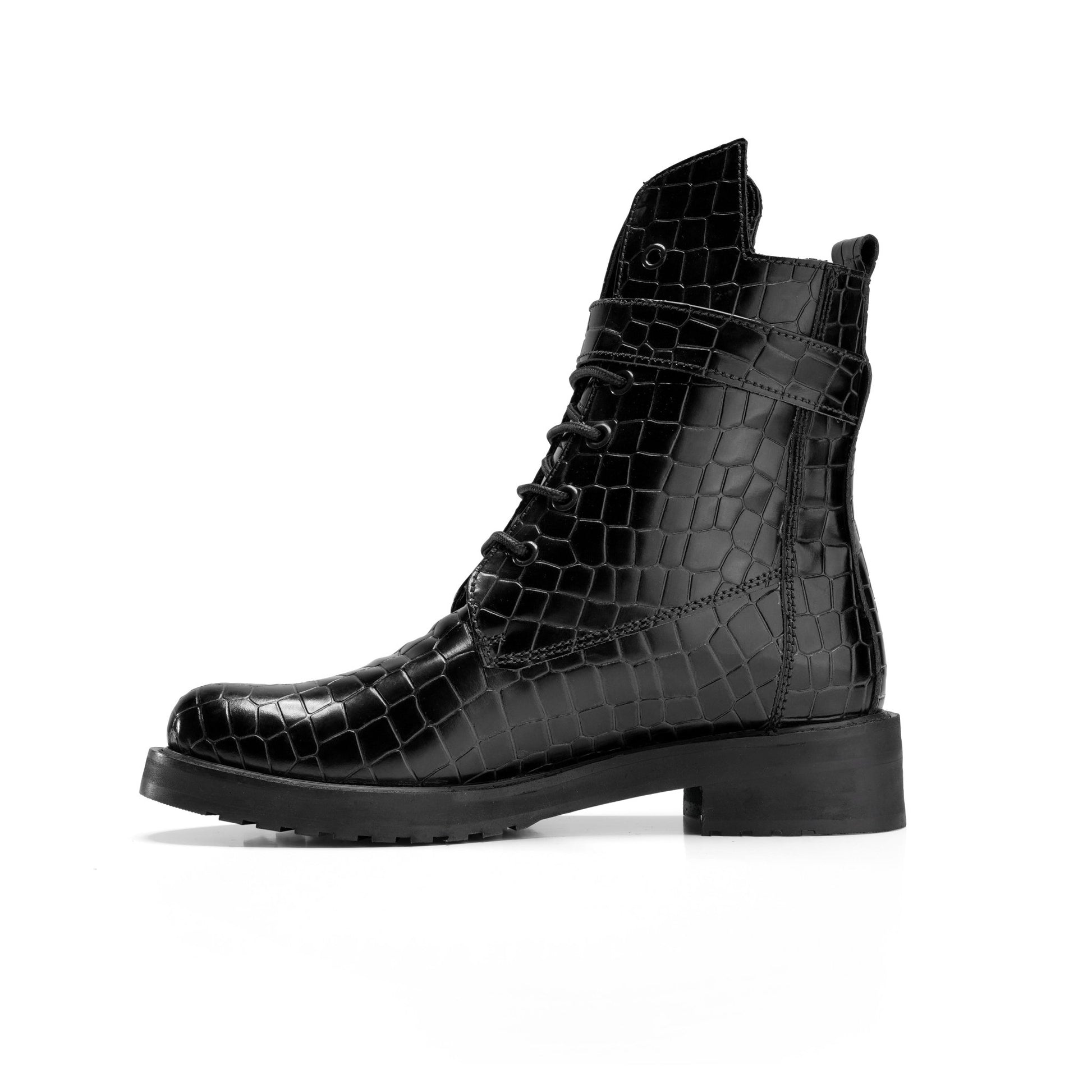 Luxurious Crocodile Boots - Black - Crestshoes