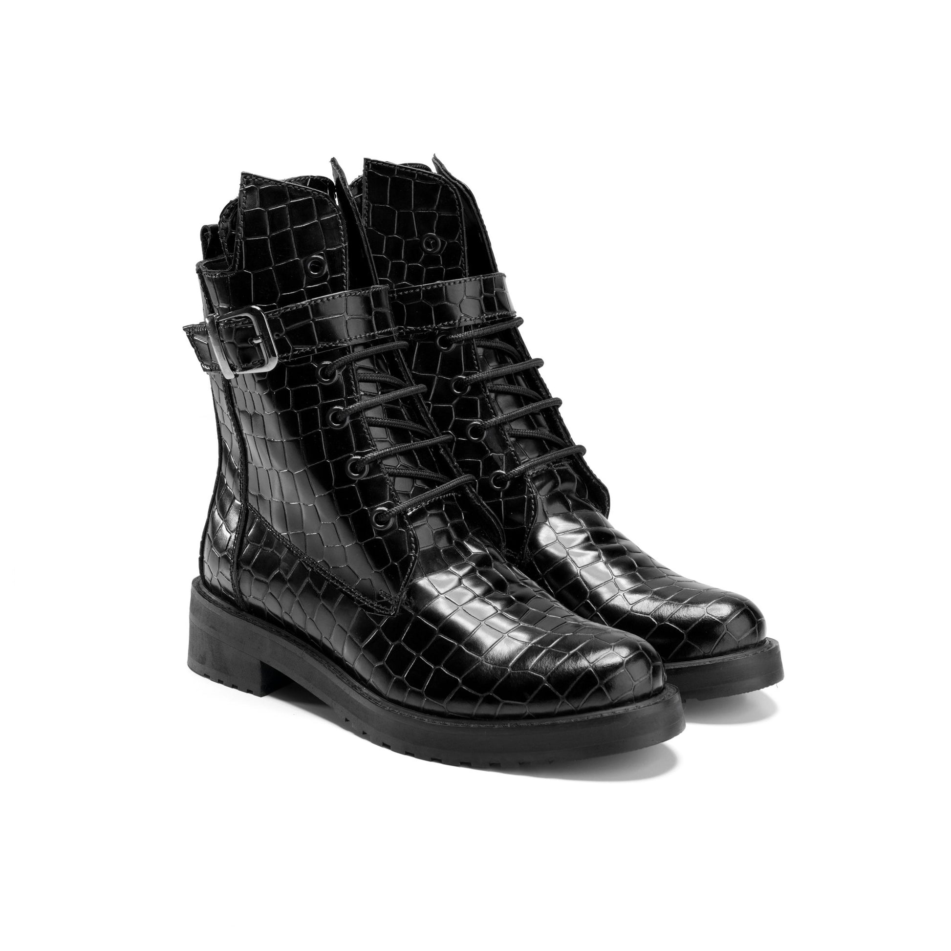 Luxurious Crocodile Boots - Black - Crestshoes