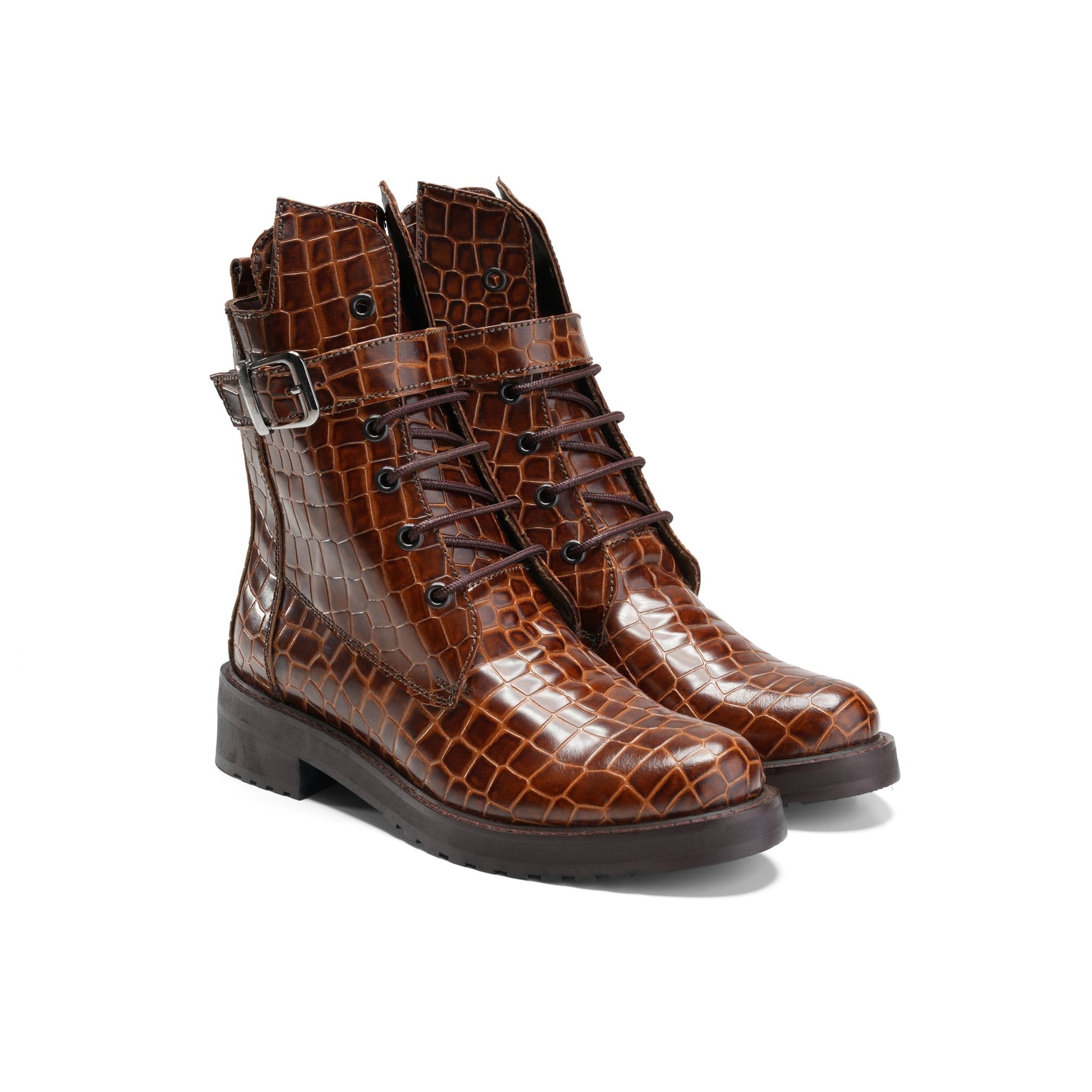 Luxurious Crocodile Boots - Brown - Crestshoes