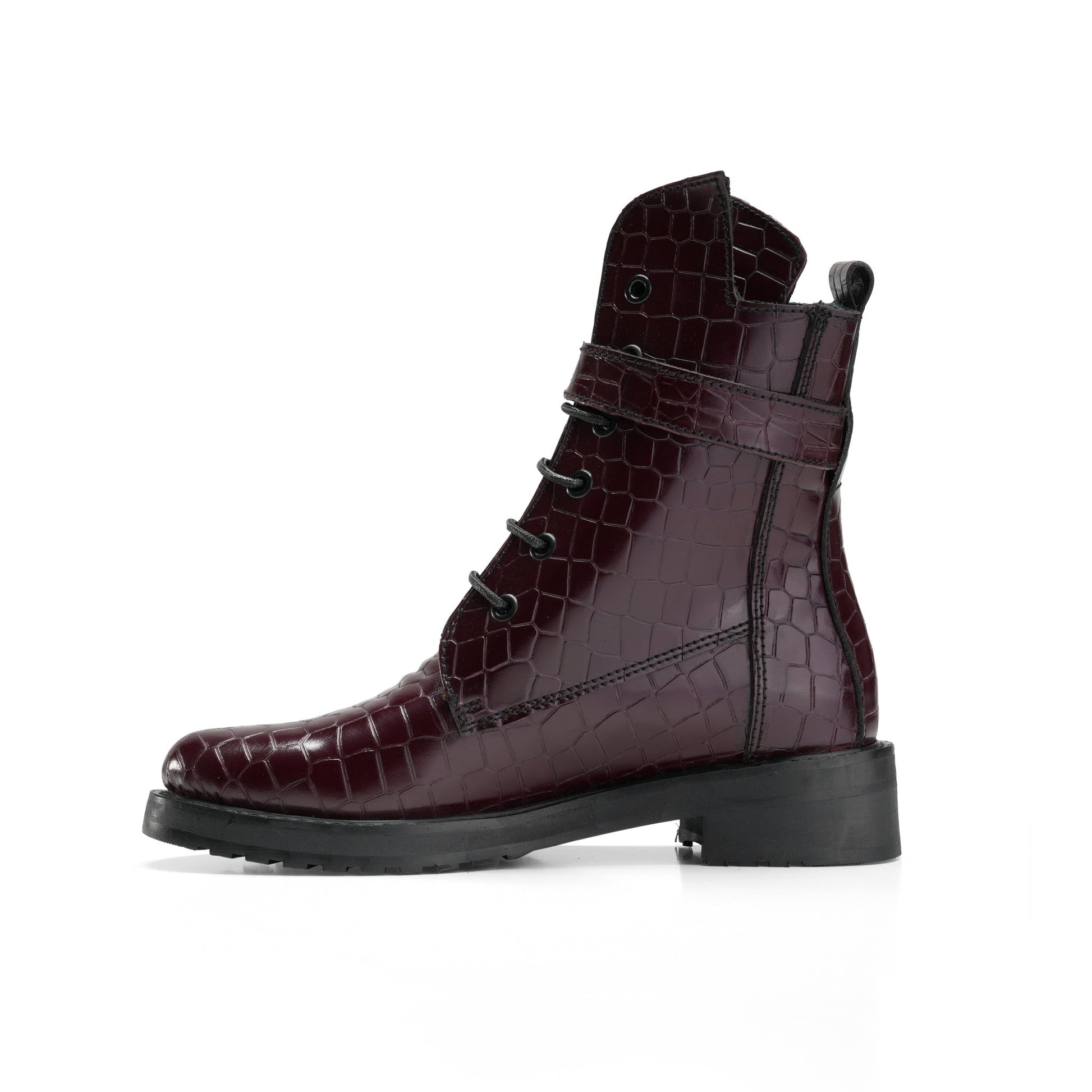 Luxurious Crocodile Boots - Burgundy - Crestshoes