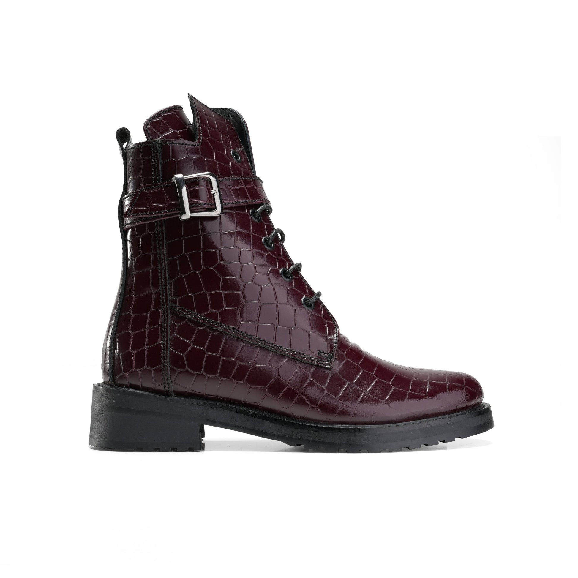 Luxurious Crocodile Boots - Burgundy - Crestshoes