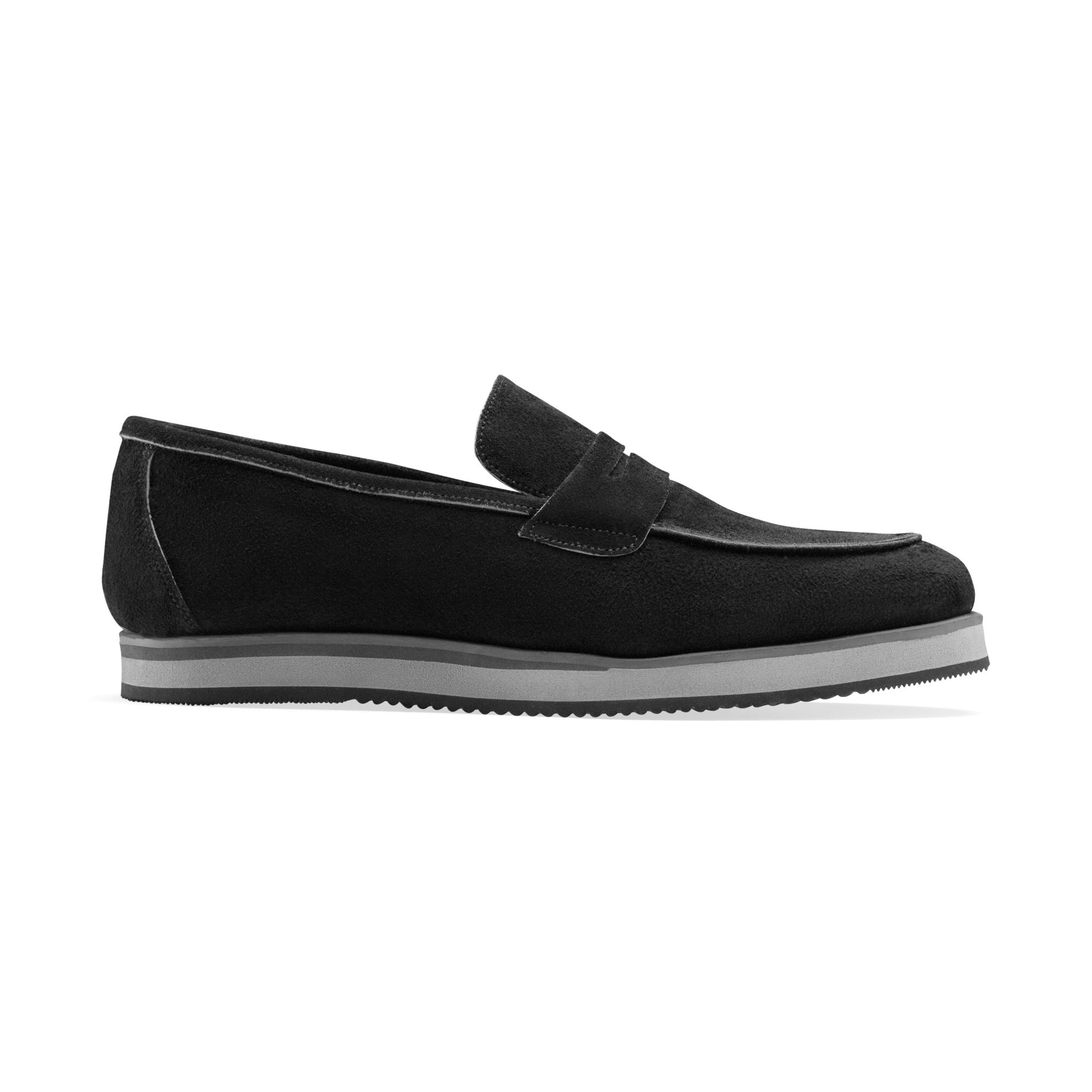 Moccasins | Suede calf leather rubber sole - Black - Crestshoes