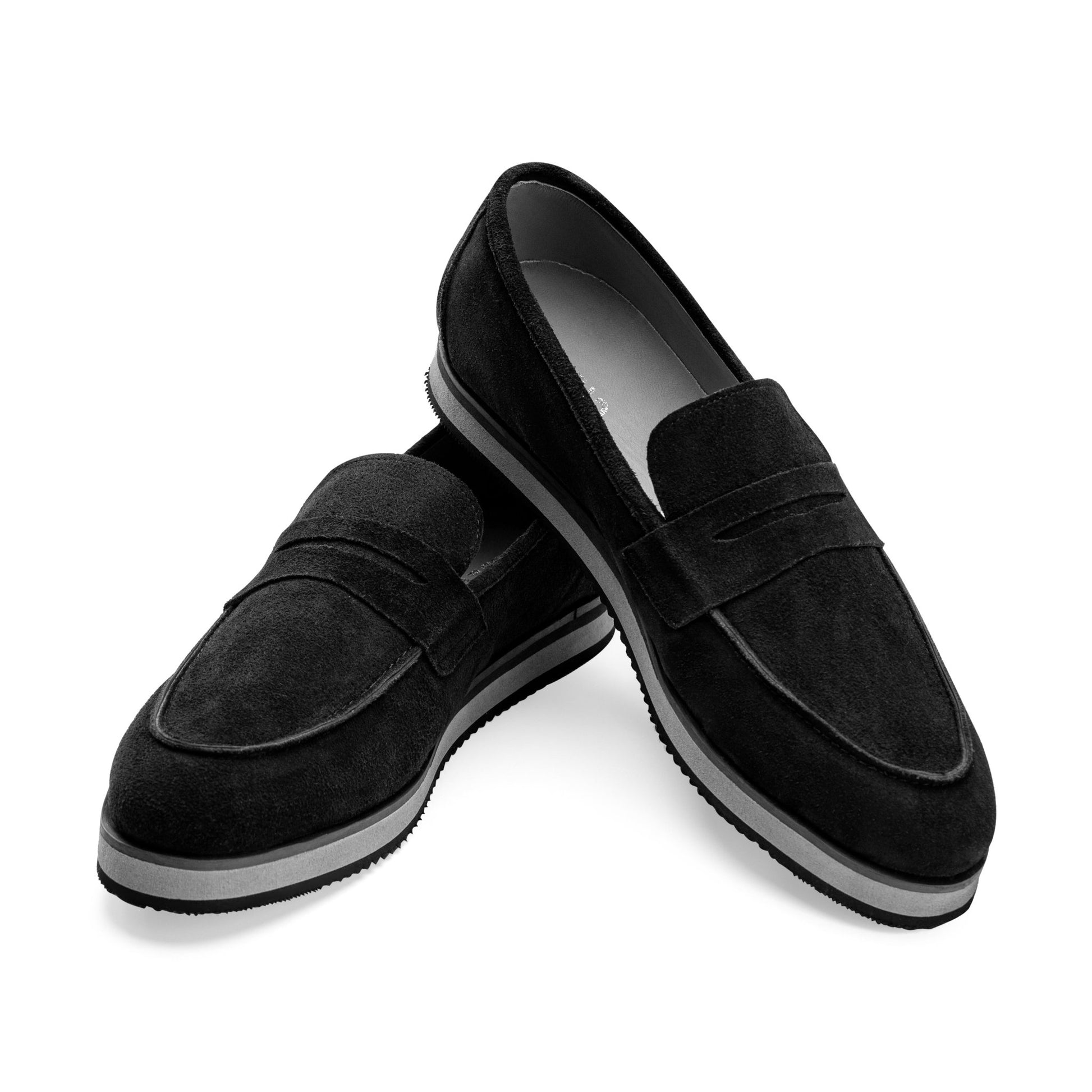 Moccasins | Suede calf leather rubber sole - Black - Crestshoes