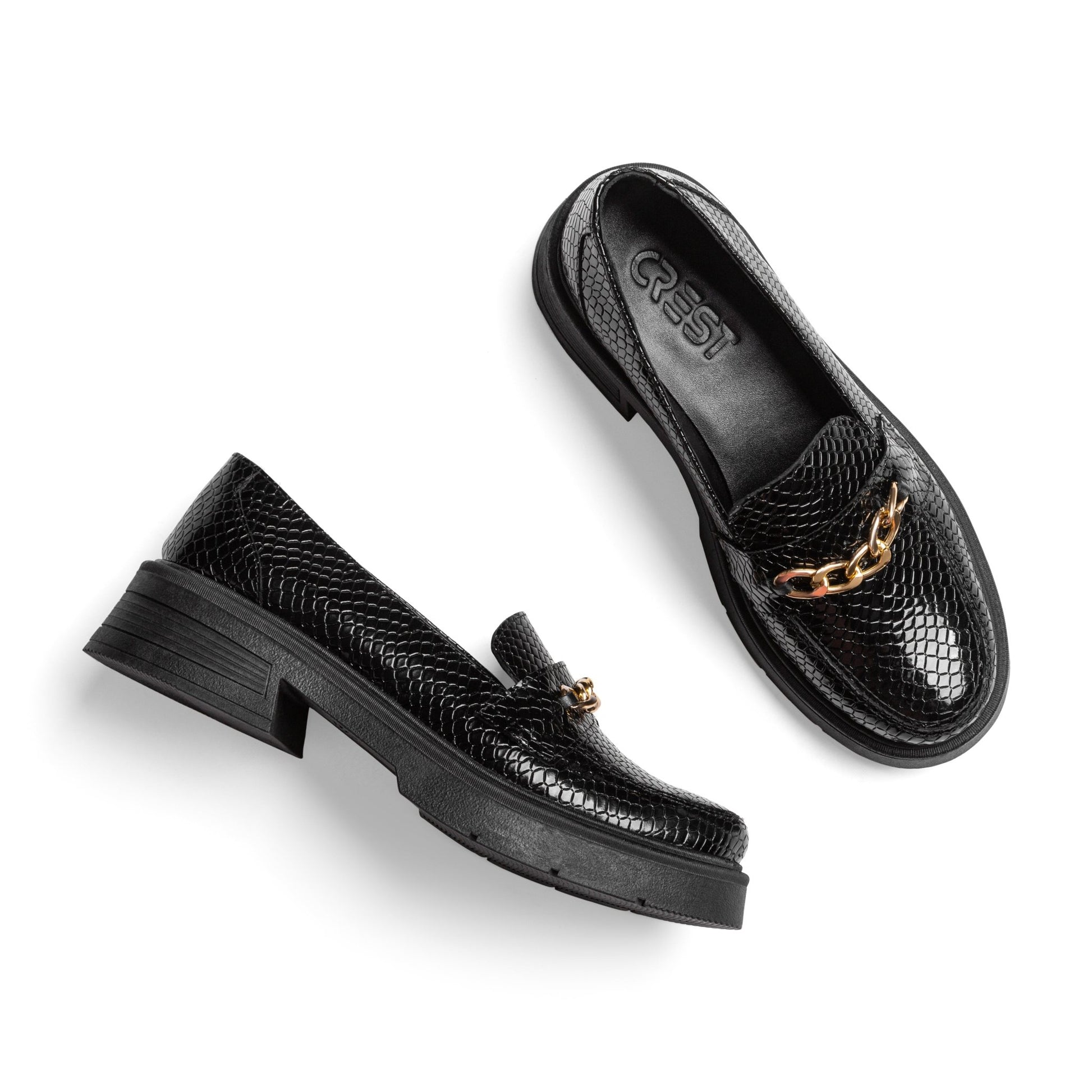 Penelope | Women Platforms - Crocodile Black - Crestshoes