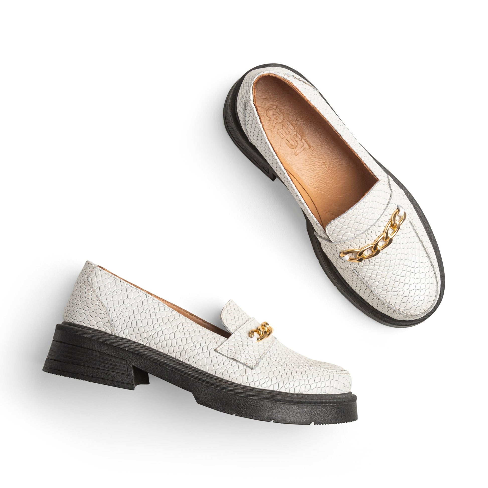 Penelope | Women Platforms - Crocodile white - Crestshoes