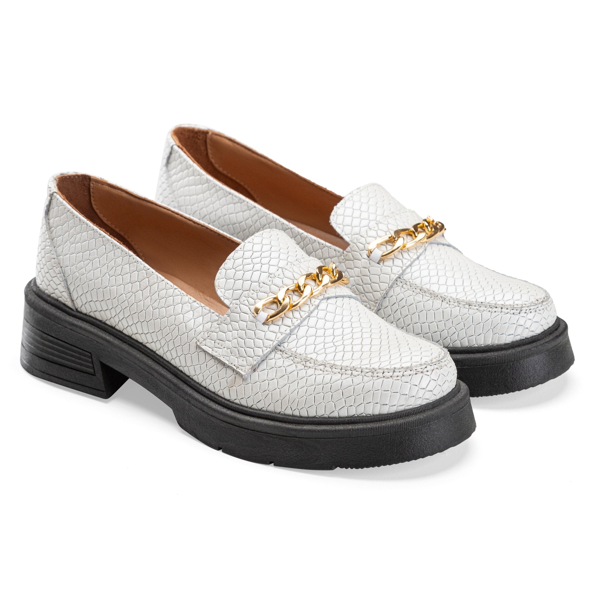 Penelope | Women Platforms - Crocodile white - Crestshoes