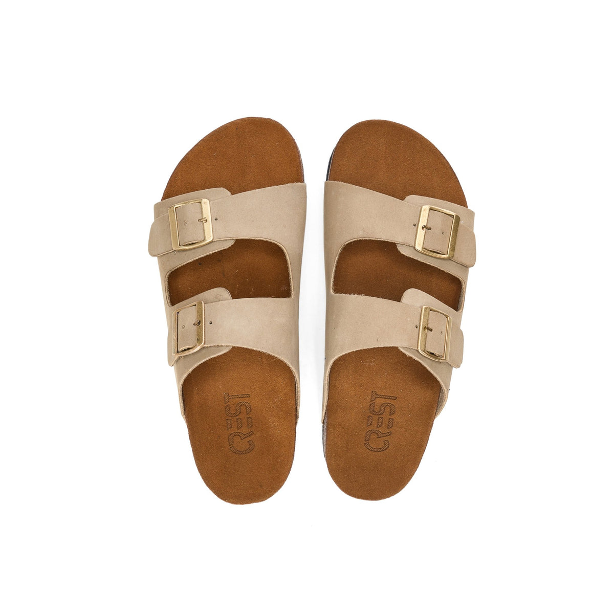 Relax Buckle Slide - Beige - Crestshoes